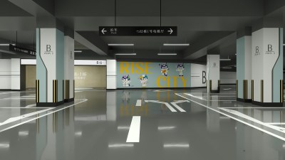 现代地下停车场3D模型下载